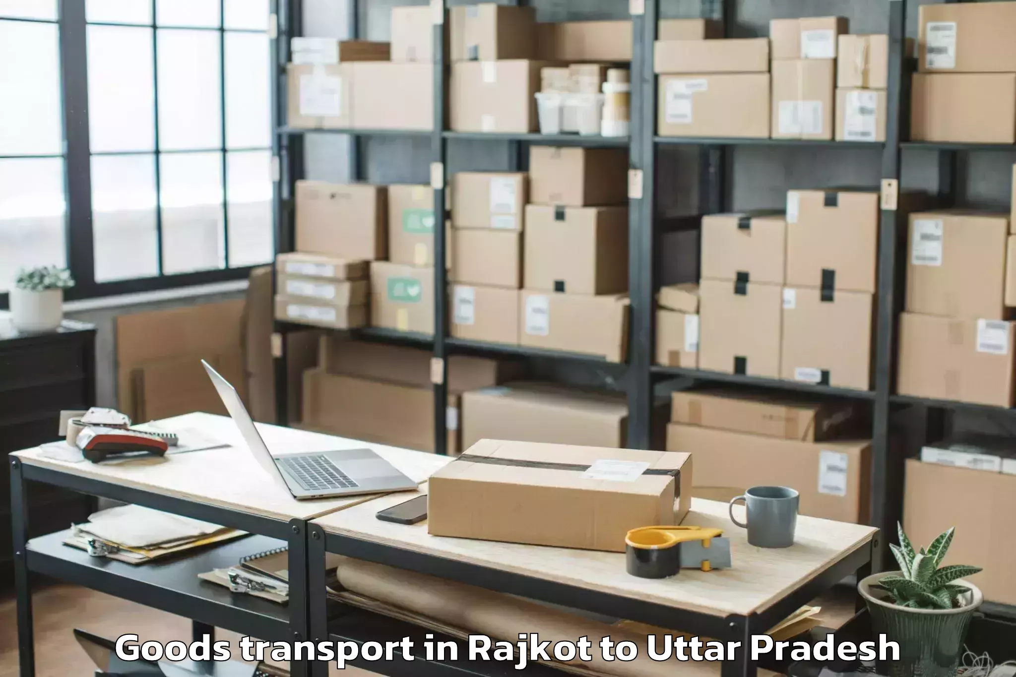 Top Rajkot to Kasganj Goods Transport Available